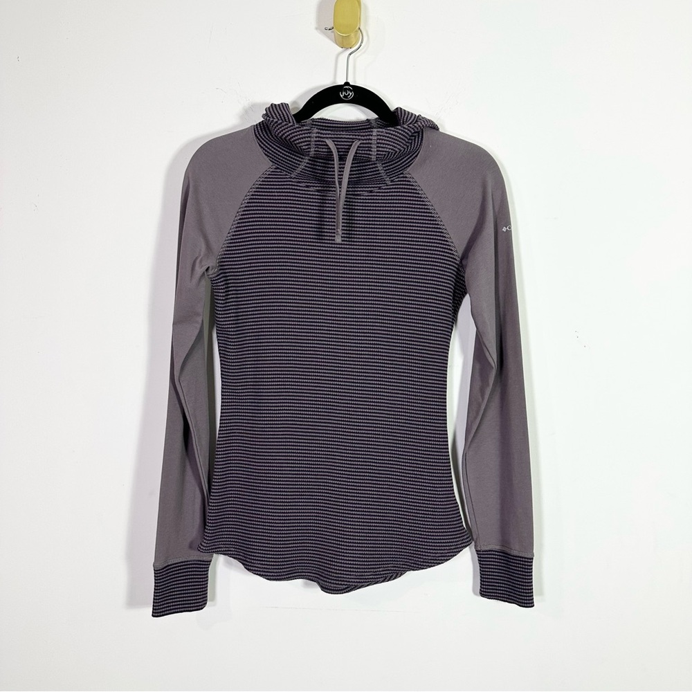 Columbia Purple Thermal Waffle Textured Pullover Lightweight Hoodie Sweatshirt